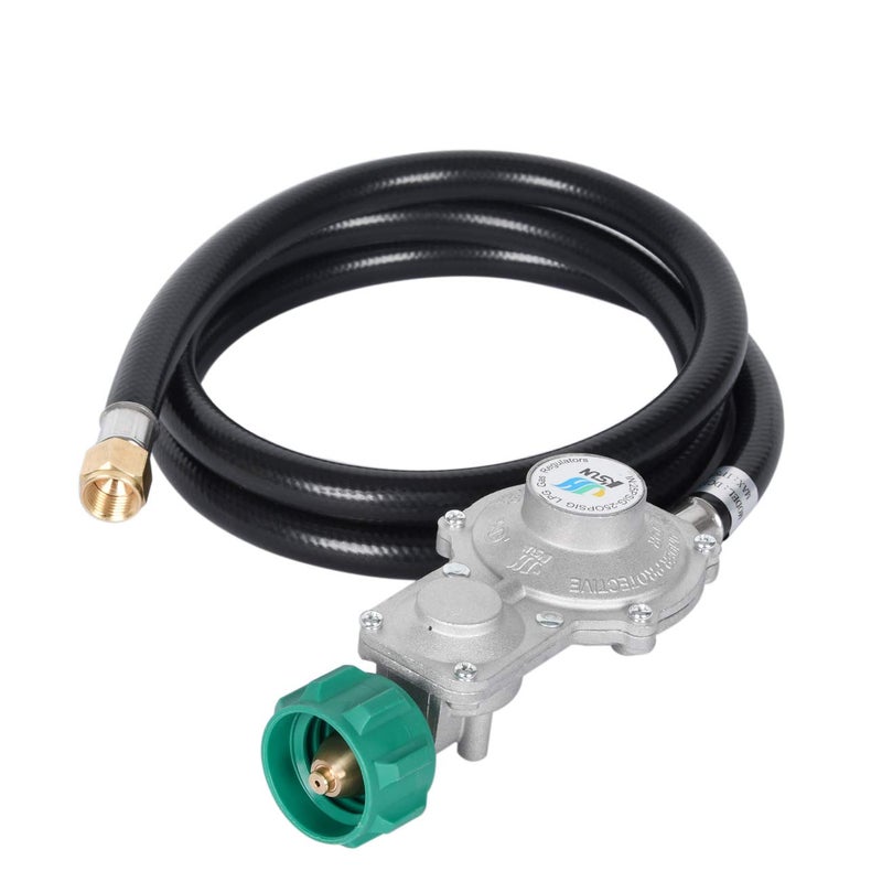 GasSaf 5FT Two Stage Propane Regulator with Hose for Dual Fuel Generator, RV Appliance,Gas Stove and More - Image 2